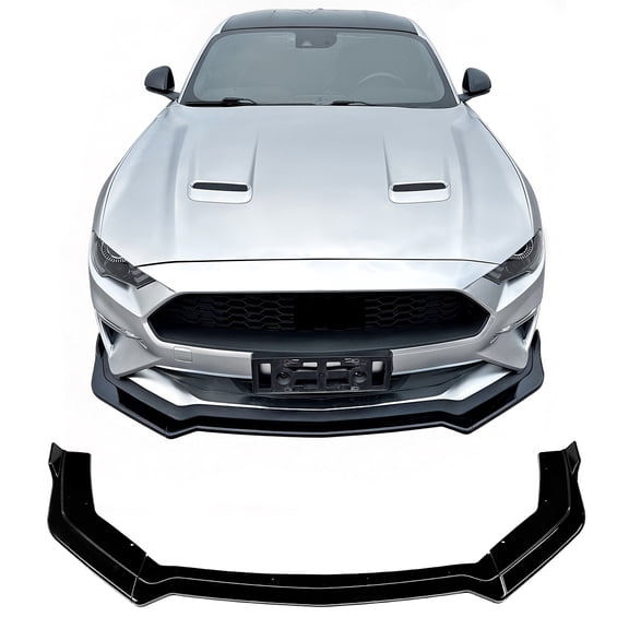 Ikon Motorsports 3PCS Front Lower Bumper Lip Air Dam Chin Spoiler Splitter For 2018-2023 Ford Mustang Ecoboost & GT IKON Style Gloss Black ABS Plastic