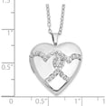 thumbnail image 4 of Sterling Silver Platinum-Plated Diamond Mystique Heart Locket Necklace (18 X 19.6) Made In United States qls946, 4 of 5