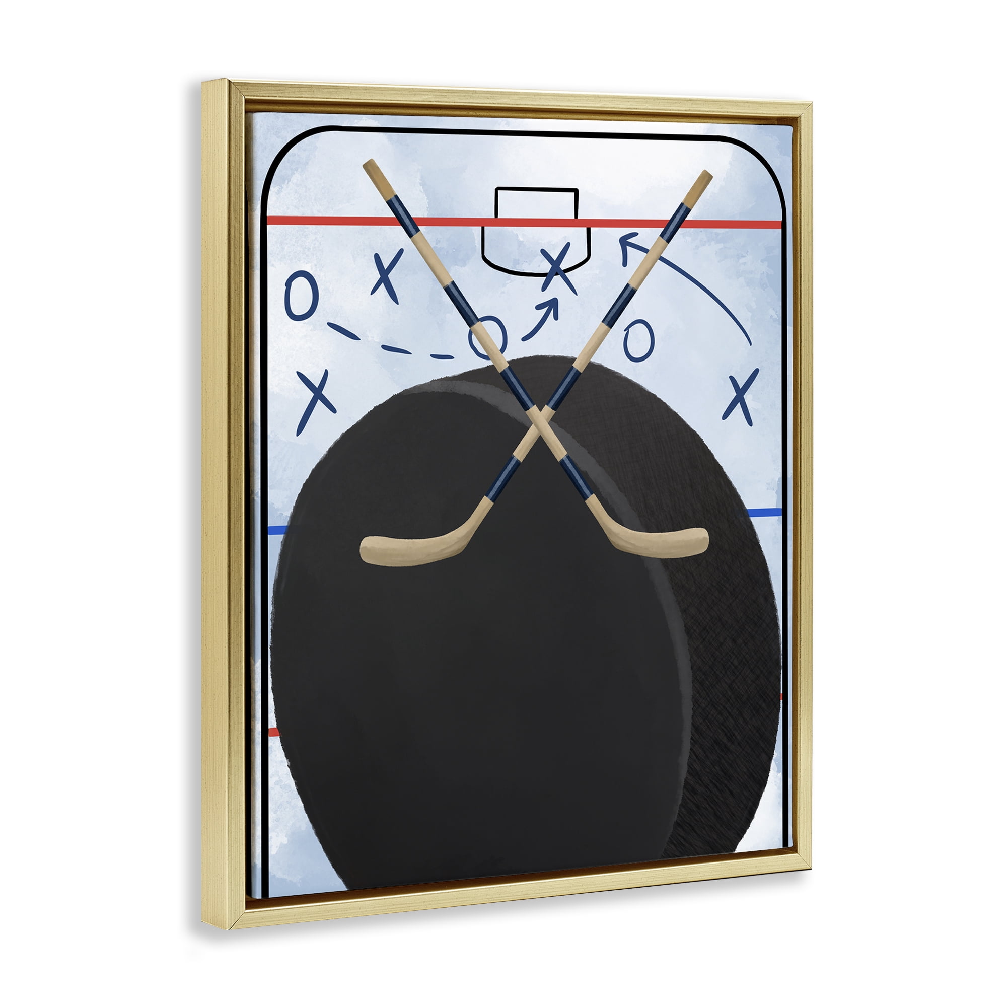 Stupell Industries Hockey Rink Tactics Gold Framed Floater Canvas Wall Art, design by Jennifer Stith