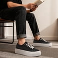 thumbnail image 3 of Women’s Men’s Platform Sneakers Low Top PU Leather Shoe Casual Breathable Lace Up Shoes Fashion Platform Walking Sneakers, 3 of 4