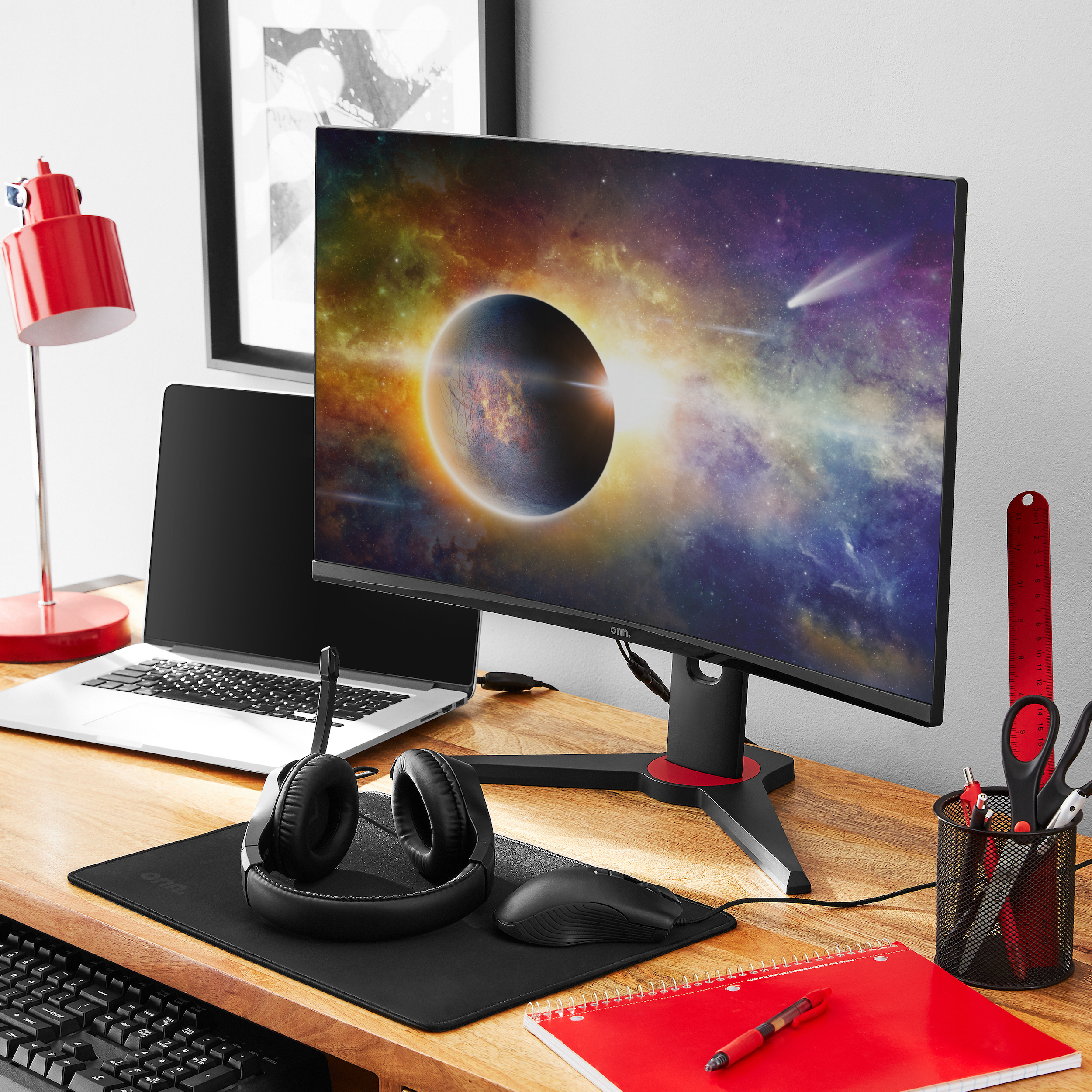 onn Monitor curvo QHD de 27" (2560 x 1440p) 180Hz 1ms AMD FreeSync para juegos con cables, negro, nuevo 5