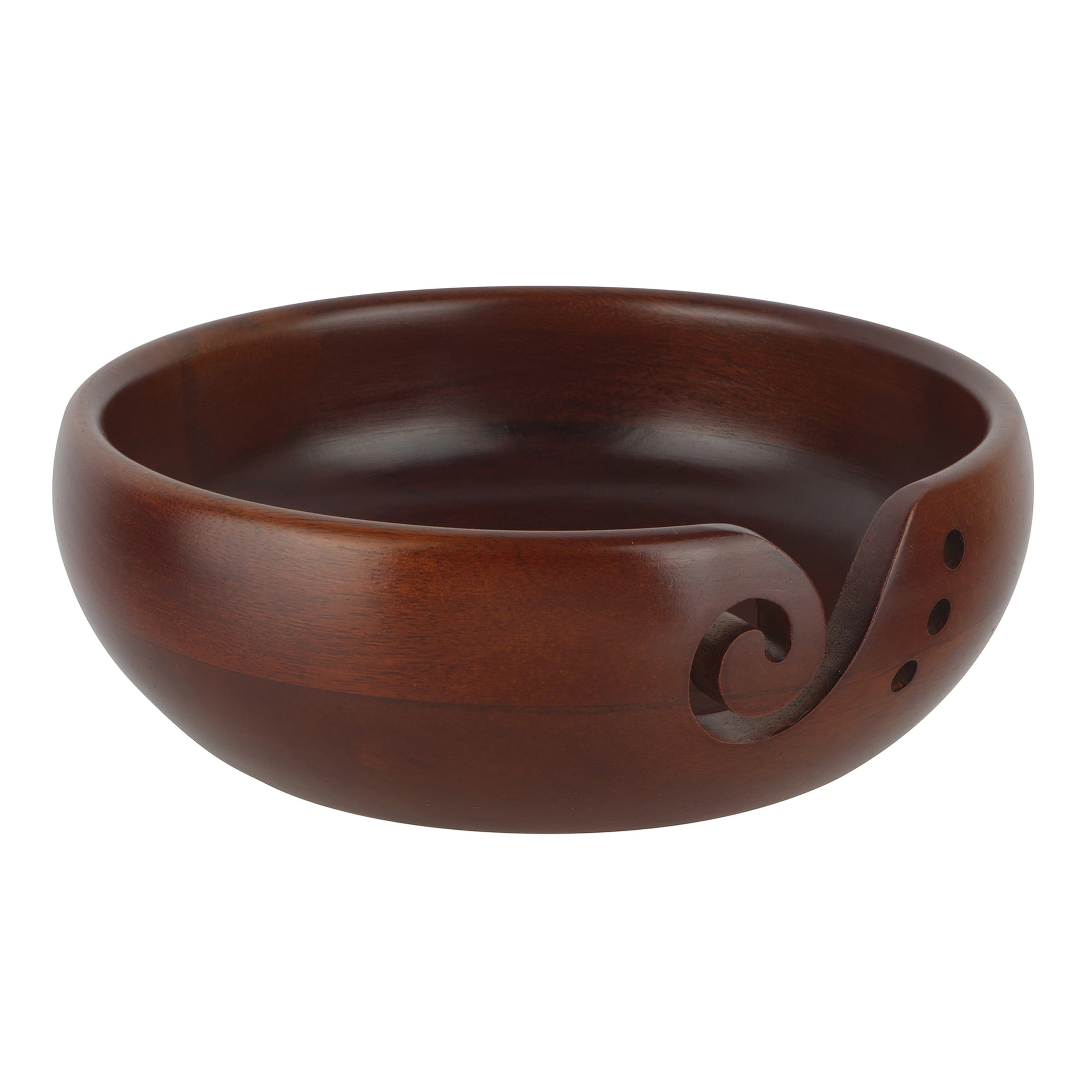 Mango Wood Yarn Bowl by Loops & Threads - Yarn for Knitting - Crochet - Weaving - and Arts & Crafts - Brown