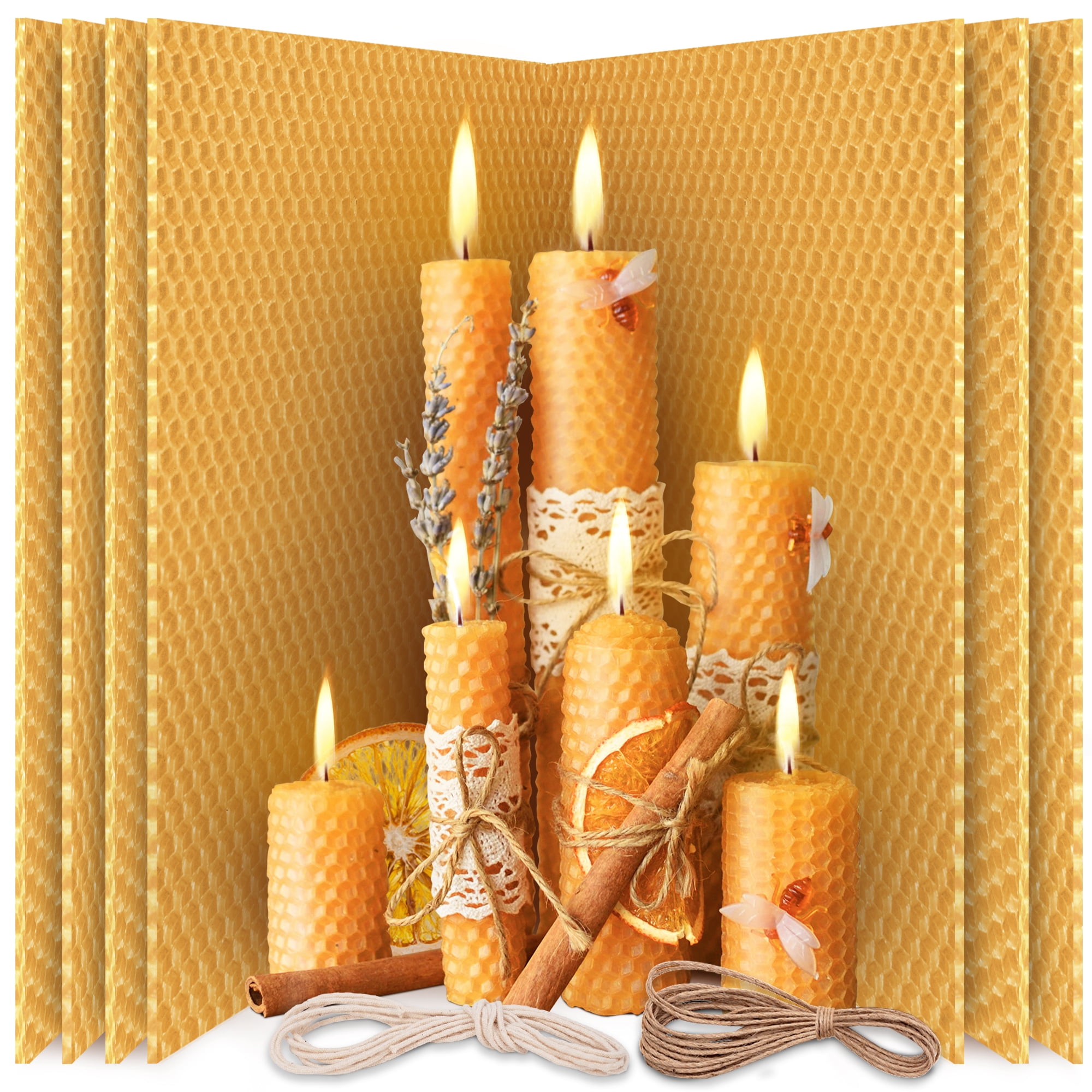 Easy DIY Candle Making Kits for Adults Kids 6 Sets 20cm x 20cm Natural Wax Rolling Sheets with Wicks 100% Pure Beeswax Sheets for Candle Making 6pcs Orange
