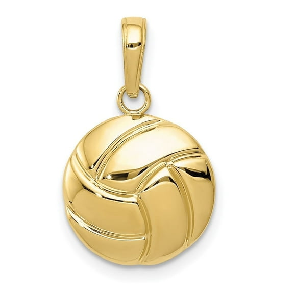 Auriga Fine Jewelry 10K Yellow Gold Polished Volleyball Pendant for Women (L- 0.79inch, W- 0.51inch)
