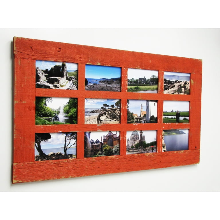 Barnwood Collage Frame. 3) 4x6 Multi Opening Frame. Rustic Picture