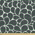 thumbnail image 2 of Ambesonne Leaves Fabric by the Yard Upholstery, Teardrop Shapes Grunge, 1 Yard, Taupe and Off White, 2 of 5