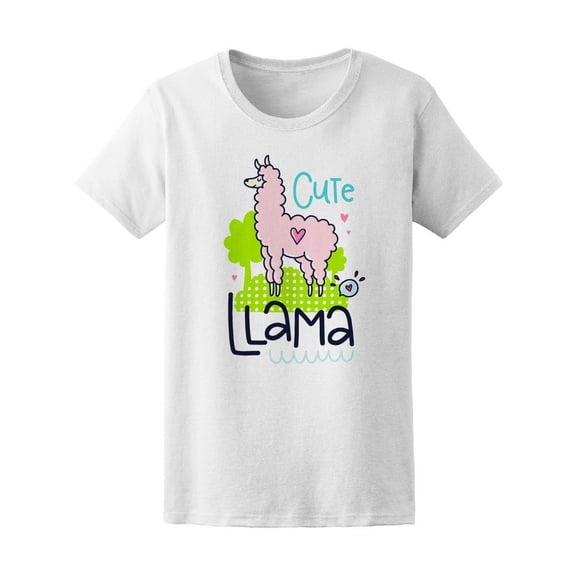 Cartoon Cute Pink Llama T-Shirt Women -Image by Shutterstock, Female XX-Large