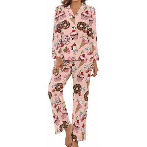 Top-kevin Womens Pajamas Set Cute Capybara Flowers Soft Long Sleeve Sleepwear Button Down Sets