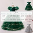 thumbnail image 3 of IVEYRTF Girls Christmas Party Dress Princess Gown with Sparkly Sequins Puffed Sleeve Tulle Skirt for Birthday Pageants Fashion Elegant Round Neck Short Sleeve Dress(Green,10-11 Years), 3 of 9