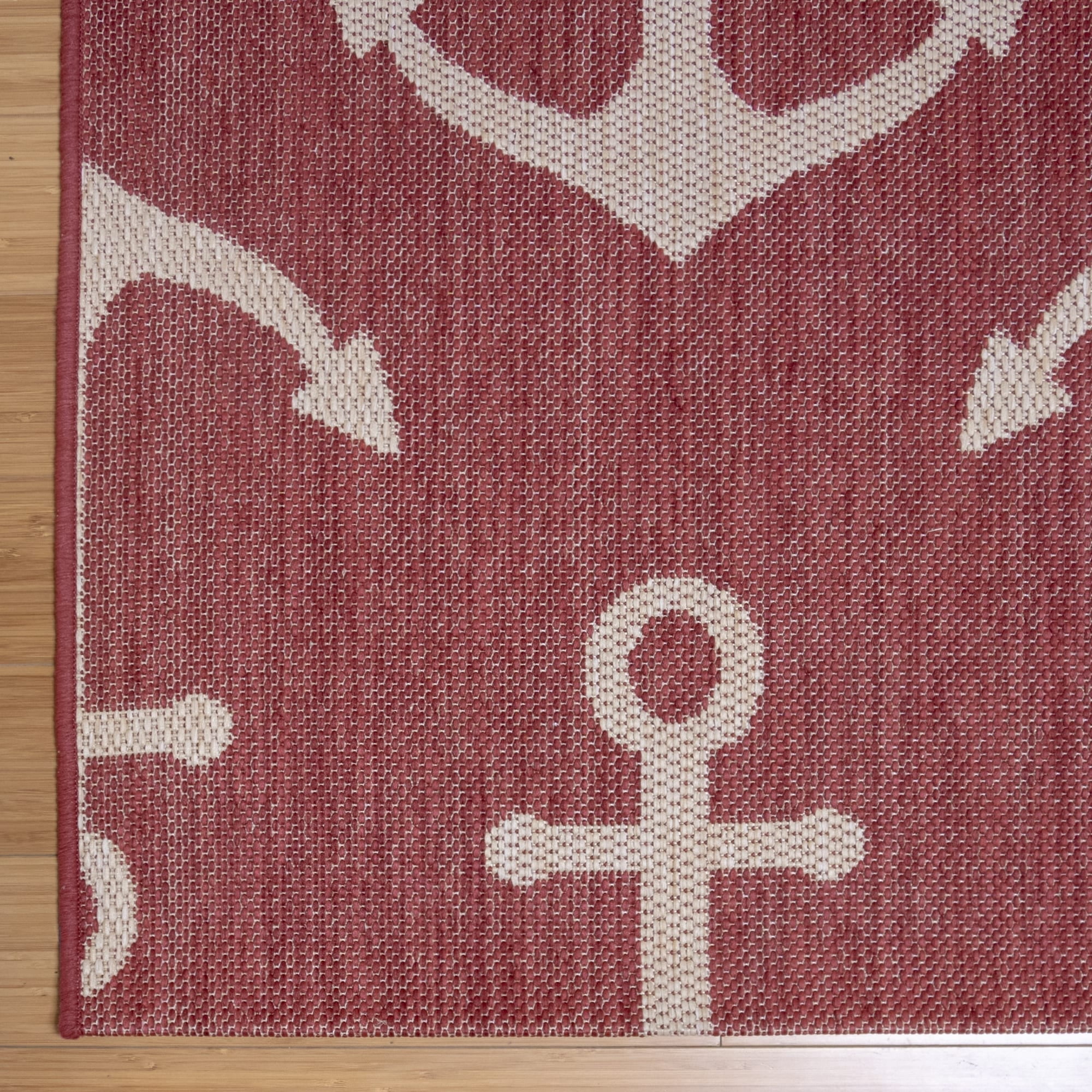 Gertmenian Paseo Maritime Red Nautical Anchor Indoor/Outdoor Area Rug 8'9"x13'1" 9' x 12'