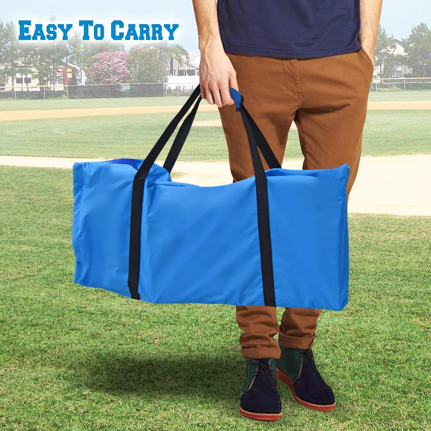 SUNRISEUMBRELLA Portable Sports Bench Sits Folding Team Sideline Bench Camping Bleacher Chair (6 Seater, Blue)