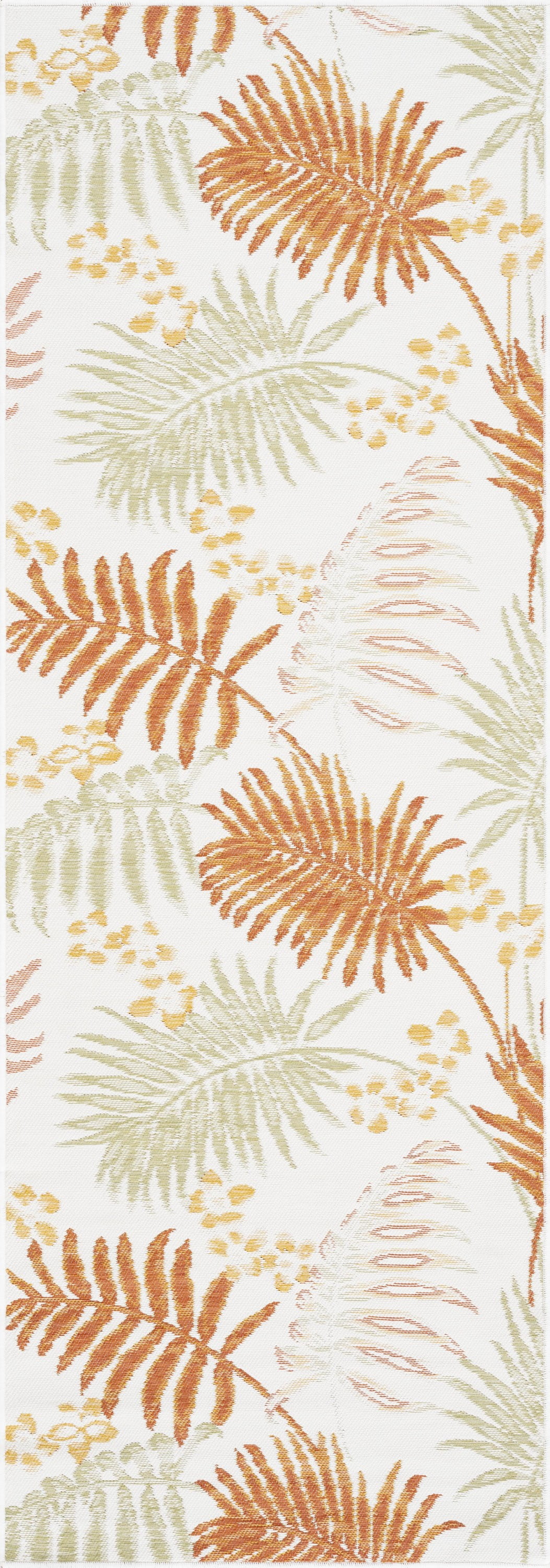 Bliss Rugs Floral Indoor Outdoor Rug Reversible Runner Rug for Patio, Hallway, Entryway, Deck, Orange ,2' x 8'