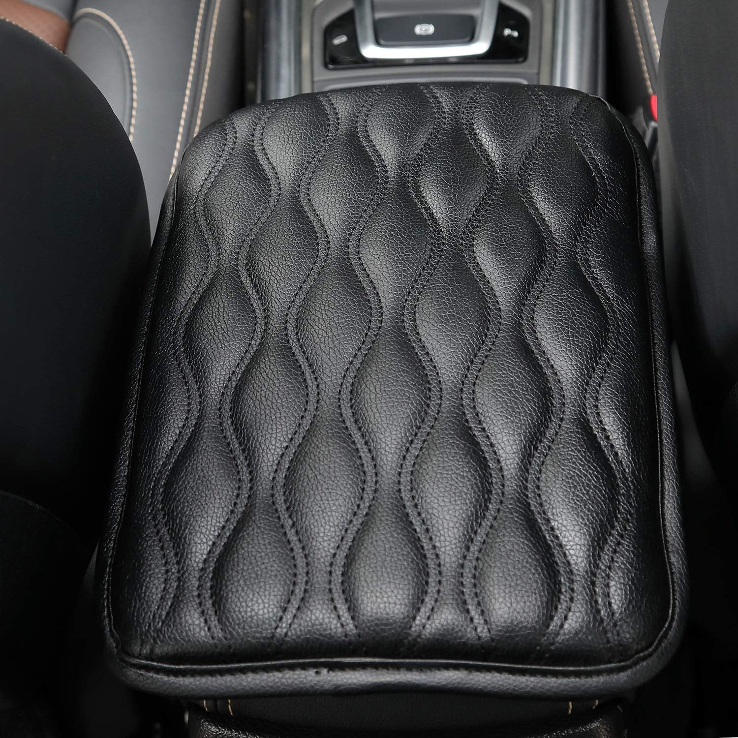 PU Leather Universal Car Armrest Seat Box Cover Cushion Protector Black-01 EGBANG Auto Center Console Pad Console Cover Armrest Pads 
