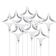 thumbnail image 3 of 10 Uds. Globos de aluminio de estrella de cuatro puntas de 10 "decoración del banquete de boda de aniversario globo plateado, 3 of 6
