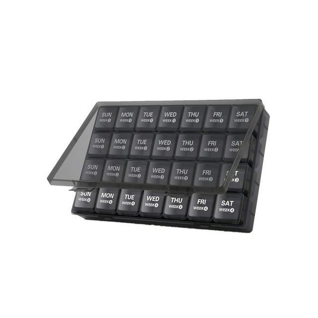 Transemion Efficient Pill Case Organizer For Monthly Medication Management Portable First Aid Kit Organizer black