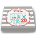 thumbnail image 2 of Personalized Canvas Birth Announcement Nursery Decor Gift, Safari Deer Design, Custom Name, Date, Weight & Length, Unique Boys & Girls Baby Shower Wall Art Presents, Color Gray # 9, Size - 16x16, 2 of 5