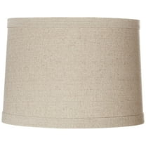 Springcrest Natural Linen Medium Drum Lamp Shade 13" Top x 14" Bottom x 10" High (Spider) Replacement with Harp and Finial