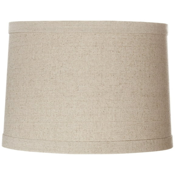 Springcrest Natural Linen Medium Drum Lamp Shade 13" Top x 14" Bottom x 10" High (Spider) Replacement with Harp and Finial