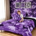 thumbnail image 4 of Manfei Duck Bear Wildlife Full Size Comforter Sets, Contemporary Art Camo Bedding Comforter Set, Purple, Black Reversible, 3 Pieces, 1 Comforter and 2 Pillowcases, 4 of 7