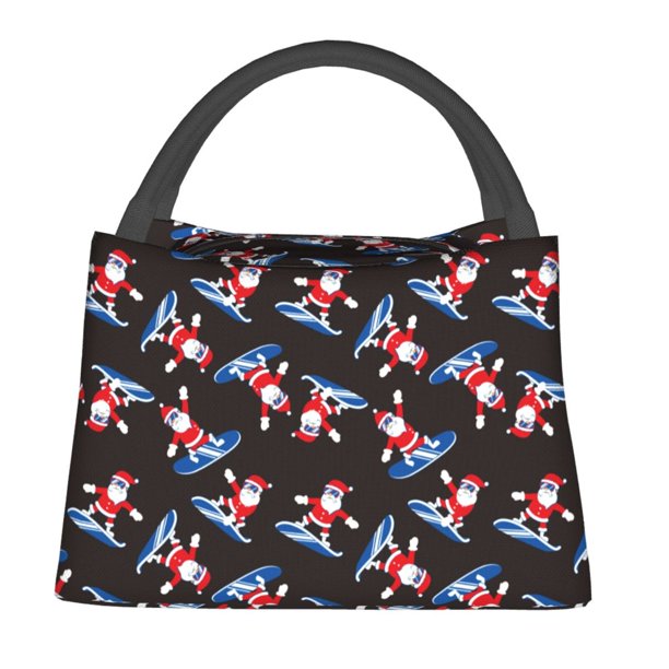 Fotbe Surfing Santa Bolsa Térmica Portátil con Estampado, Bolsa de Entrega de Alimentos Aislada, Bolsa Reutilizable de Gran Capacidad para Comidas y Supermercado