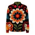 thumbnail image 5 of Fall Jacket for Women Fashion Floral Print Windbreaker Long Sleeve Zipper Loose Bomber Lightweight Outerwear, 5 of 5