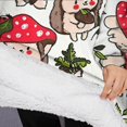 thumbnail image 3 of Oversized Wearable Blanket Hoodie,Cute Hedgehogs and Red Mushrooms Pattern Sherpa Blanket Hoodie with Super Pockets,Super Warm Fuzzy Pullover for Women & Men, 3 of 6