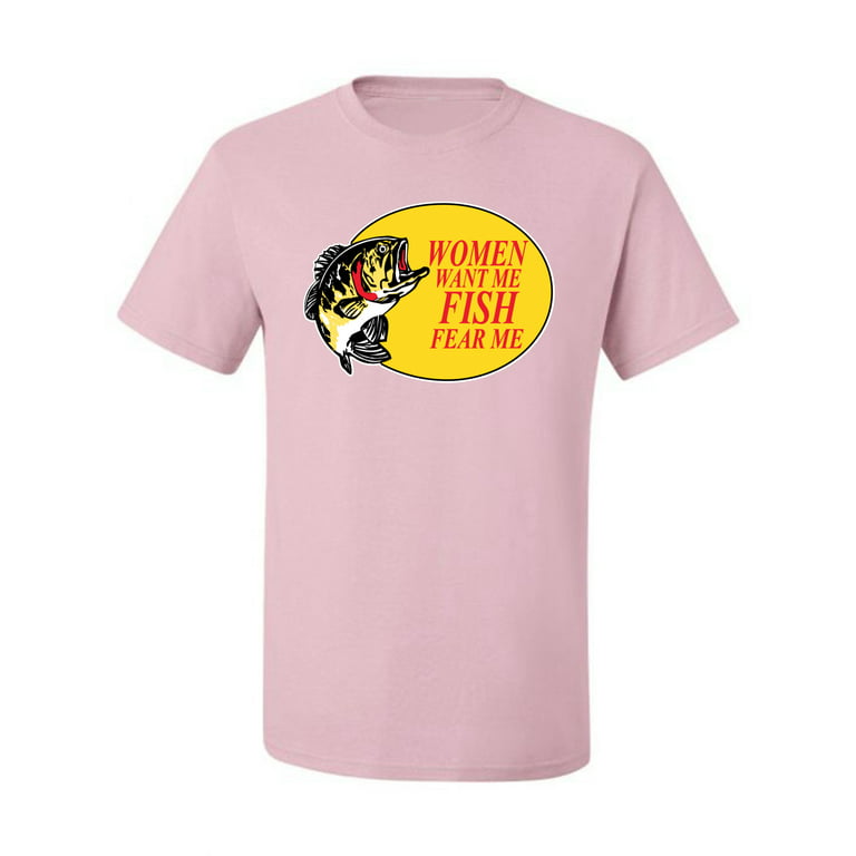 Women Want Me Fish Fear Me Fishing Men's Graphic T-Shirt, Light Pink, 5XL
