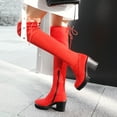 thumbnail image 4 of Fesfesfes Fuzzy Boots for Women Winter Suede Over The Knee Thick High Heel Round Toe US:9(42), 4 of 7