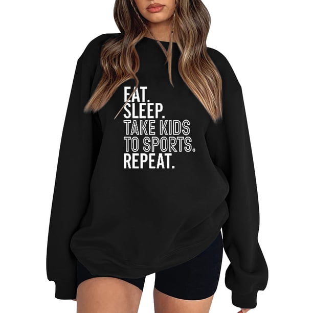 Gibobby Sudadera oversize mujer Sudadera de Manga Larga con Cuello Redondo y Ajuste clásico Sudadera para Mujer(Negro,XG)