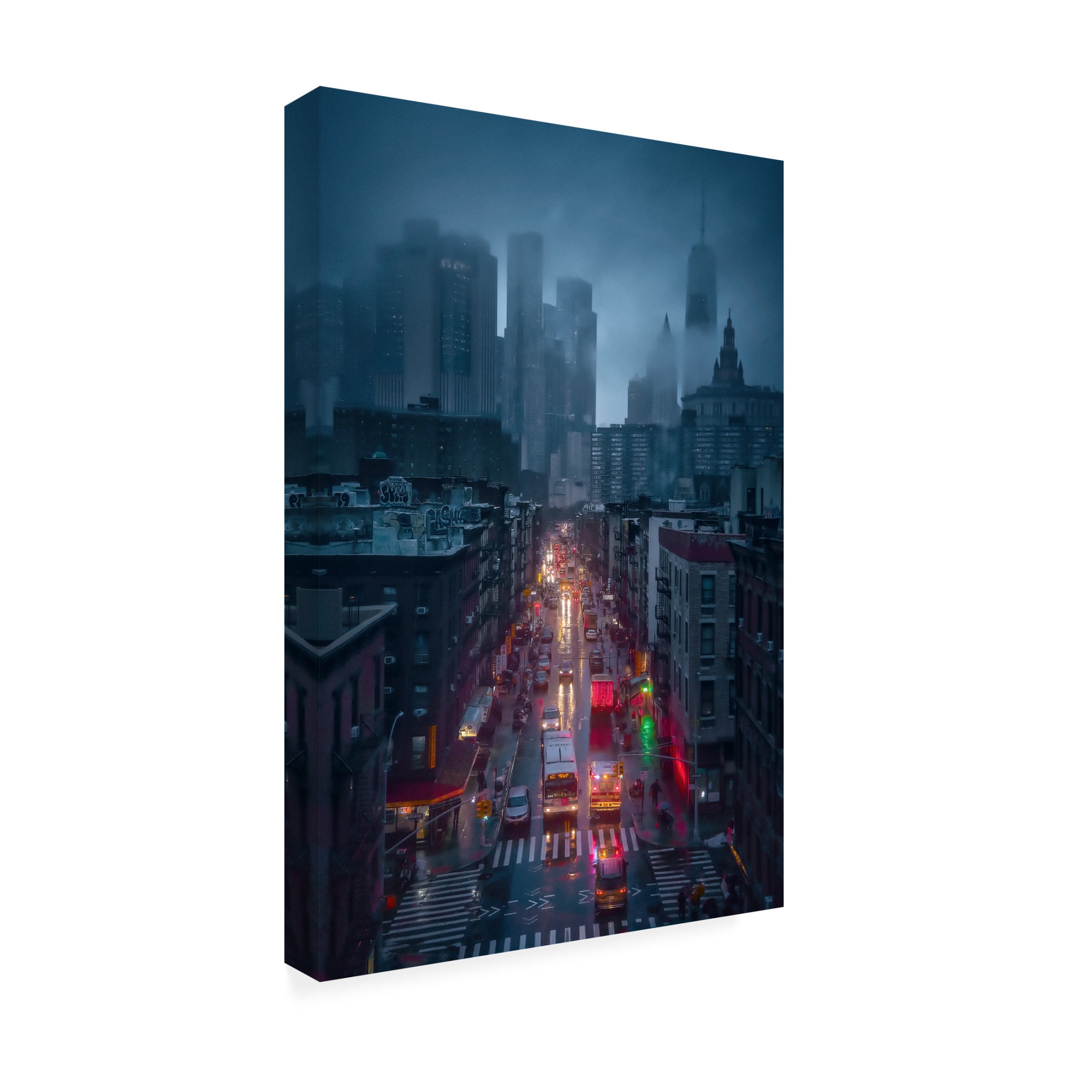 Trademark Fine Art Javier de la Raining China Town Canvas Wall Art