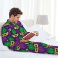 thumbnail image 6 of Lsque Mardi Gras Carnival3 Pattern Long Sleeve Pajama Set for Men - Soft 2-Piece Sleepwear and Loungewear Set with Pockets, Comfy Nightwear-XX-Large, 6 of 7