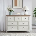 thumbnail image 3 of Modern 7 Drawers Dresser 7 Drawers Cabinet, Chest of Drawers Closet Organizers and Storage Clothes Storage Drawers Cabinet for Living Room, Farmhouse Dresser Organizer (Beige), 3 of 11