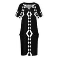 thumbnail image 3 of Vestido holgado con bolsillos para mujer traje Retro de 1960 pulgadas blanco y negro ropa de verano, 3 of 6