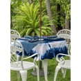 thumbnail image 4 of Round Outdoor Tablecloth With Umbrella Hole And Zipper– Retro Abstract Tie Dye Love Waterproof Patio Table Cover for Party, Picnic, Backyard, 60" Dia. , Midnight Blue, 4 of 8