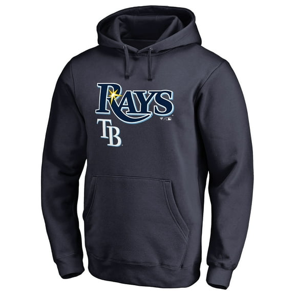Men's Navy Tampa Bay Rays Team Lockup Fitted Pullover Hoodie