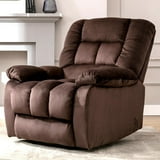 Massage Recliner Chairs with Heat Overstuffed Fabric Manual Recliners for Living Room Bedroom, Comfy Padded Reclining Chair, Brown