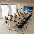 thumbnail image 6 of 4 Pcs Folding Conference Table with Wheels,47.2in Flip-Top Conference Tables,Mobile Training Table for 2-12 Person,Trapezoid Design,for Classrooms & School Office Spaces(Oak), 6 of 8