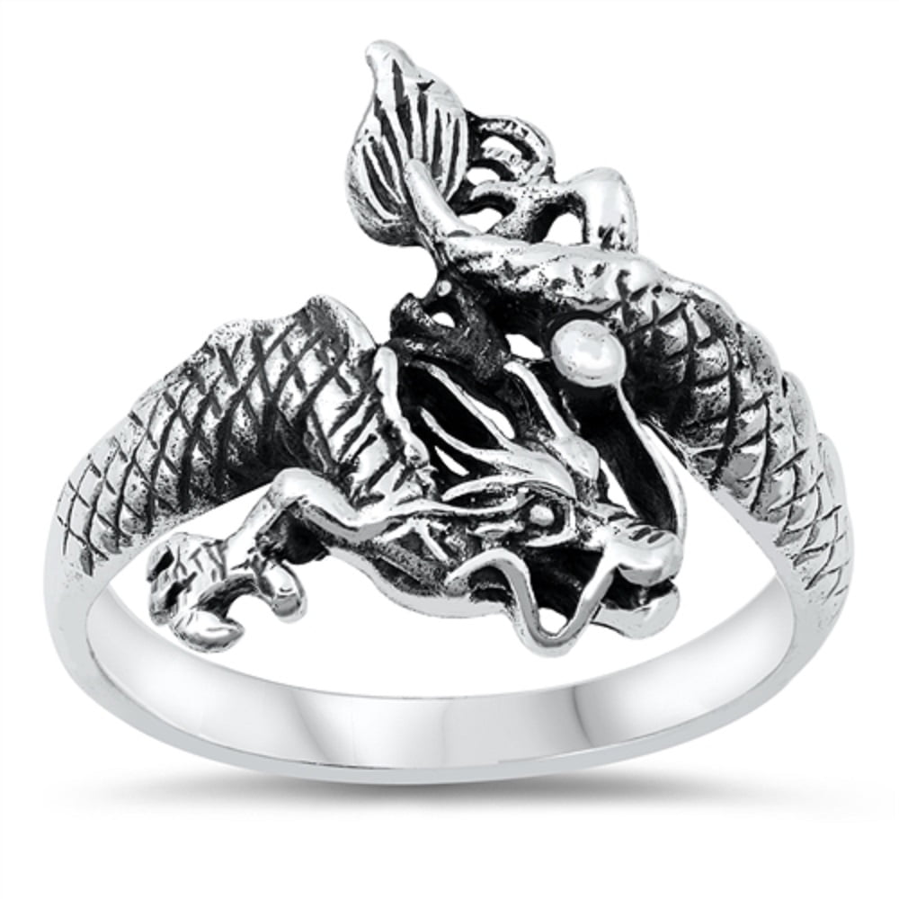 All in Stock - Oxidized Sterling Silver Chinese Dragon Ring Size 10 ...