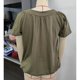 thumbnail image 2 of Blusa plisada de manga corta Blusa plisada con escote en V de color liso para mujer Lady Dating, 2 of 3