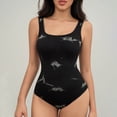 thumbnail image 2 of Women's Thong Shapewear Tie Dye Notched Neck Sleeveless Bodysuit Black 2XL, 2 of 3