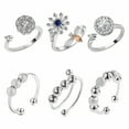 thumbnail image 1 of Juego de 6 anillos de ansiedad giratorios, ajustables y unisex, perfectos para aliviar el estrés y como regalo de cumpleaños, 1 of 8