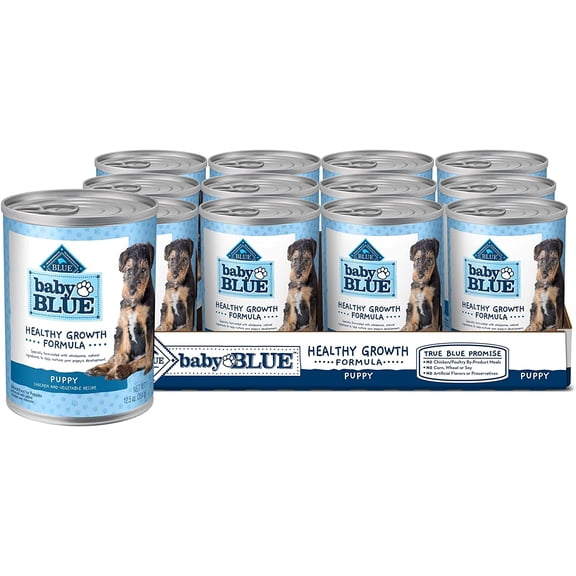 Blue Buffalo Baby BLUE Healthy Growth Formula Natural Puppy Wet Dog Food, Chicken and Vegetable Recipe 12.5-oz Cans (Pack of 12)
