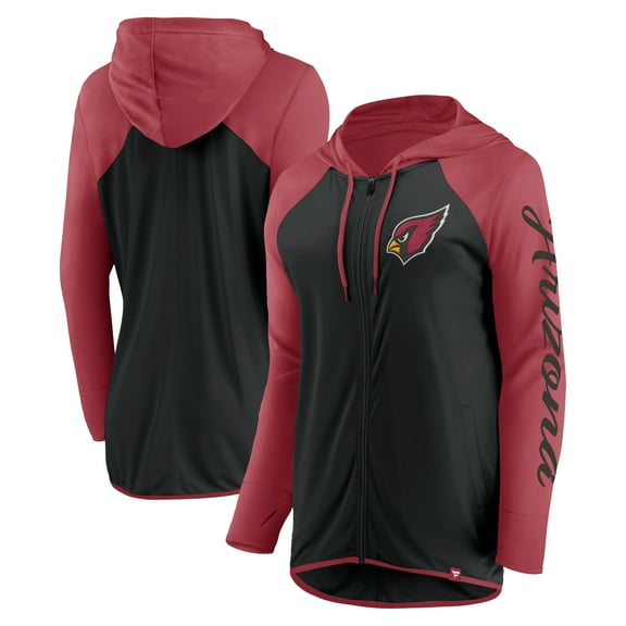 Women's Fanatics Black/Cardinal Arizona Cardinals Script Full-Zip Hoodie