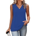 thumbnail image 5 of TAGOLD Womens V-Neck Camisoles Solid Color Ribbed Sleeveless Basic Layering Summer Tank Top, 5 of 5