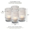 thumbnail image 6 of Serene Spaces Living Set of 4 Short Clear Ribbed Glass Votive Holder, Perfect for Weddings and Home Décor, Measures 3.75" Tall and 2.25" Diameter, 6 of 6