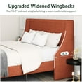 thumbnail image 5 of Amolife Queen Size Modern Platform Upholstered Bed Frame with Deluxe Wingback, Orange Red, 5 of 7