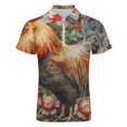 thumbnail image 4 of Colorful Rooster Print Men Zipper T-shirt Summer Casual Short Sleeve T-shirt Top, 4 of 7