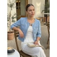 thumbnail image 2 of DARING DIVA Women's Casual 3/4 Sleeve Button Up Cropped Denim Jacket XS Light Blue, 2 of 6