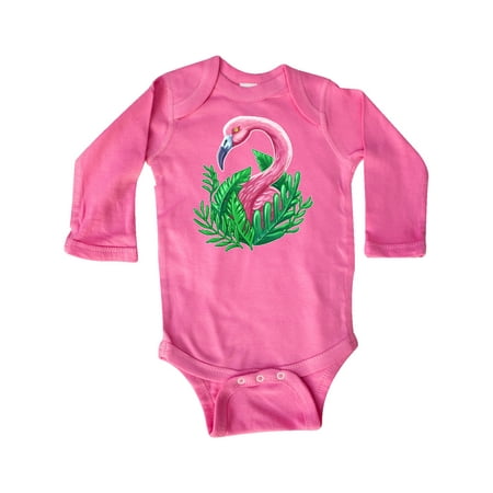

Inktastic Flamingo and tropical plants Gift Baby Boy or Baby Girl Long Sleeve Bodysuit