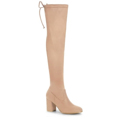 

Allegra K Women s Round Toe Chunky Heel over The Knee High Boots
